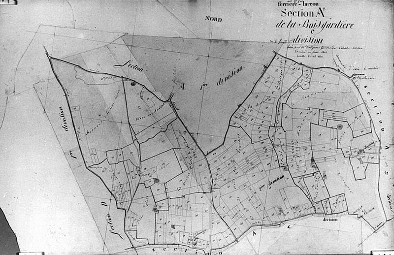 Feuille de section du plan cadastral ancien de Ferrière-Larçon, section A2, échelle 1/2500e, 1813.