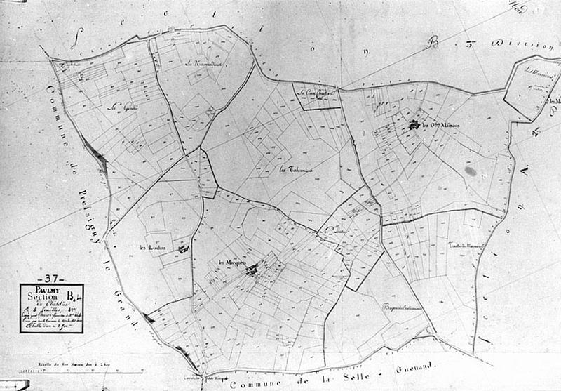 Feuille de section du plan cadastral ancien, section B4, éch. 1/2500e, 1812.