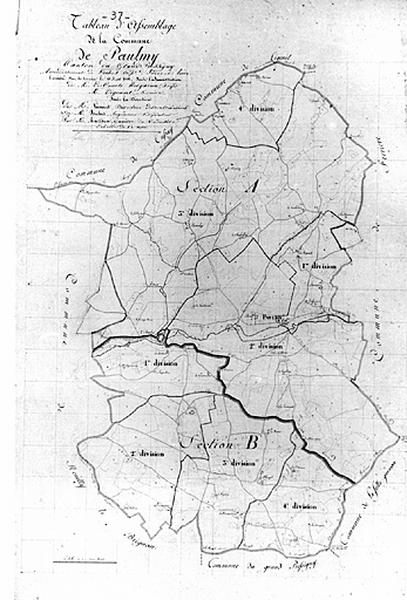 Tableau d'assemblage du plan cadastral ancien, éch. 1/10 000e, 1812.