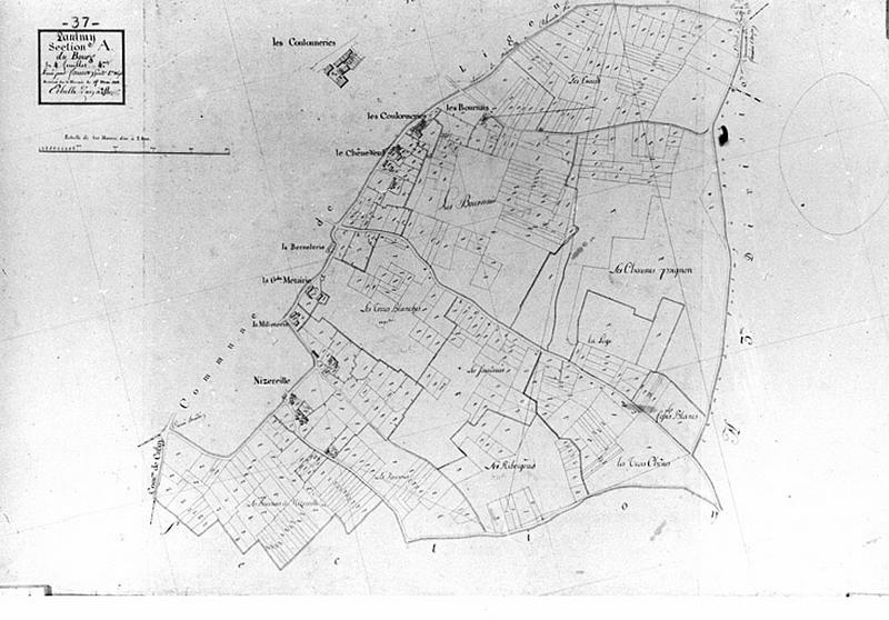 Feuille de section du plan cadastral ancien, section A4, éch. 1/2500e, 1812.