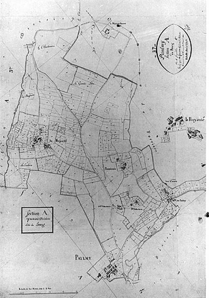 Feuille de section du plan cadastral ancien, section A1, éch. 1/2500e, 1812.