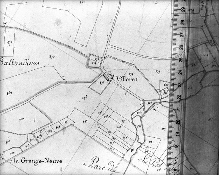 Cadastre napoléonien, détail : Villeret.