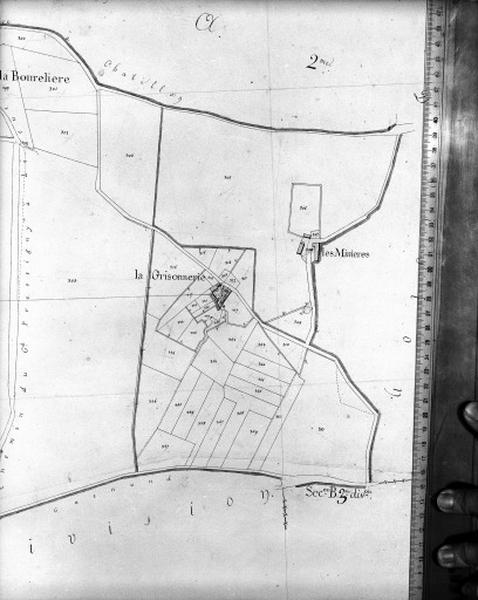 Cadastre napoléonien, détail : la Grisonnerie, les Minières.