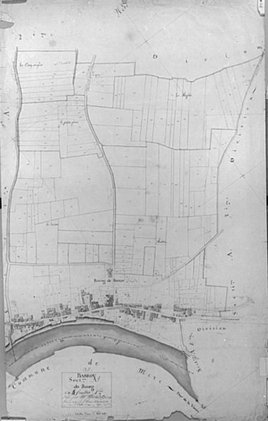 Extrait du plan cadastral ancien, section A, feuille 1, 1813, éch. 1/2500e.
