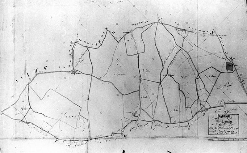 Extrait du plan cadastral ancien, section C, feuille 2, 1813, échelle 1/2500e.