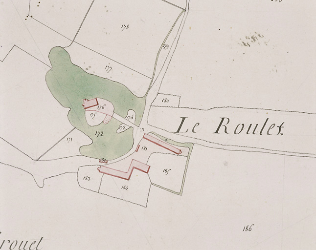 Extrait du plan cadastral napoléonien, section B feuille 2, échelle 1/2500, 1813.