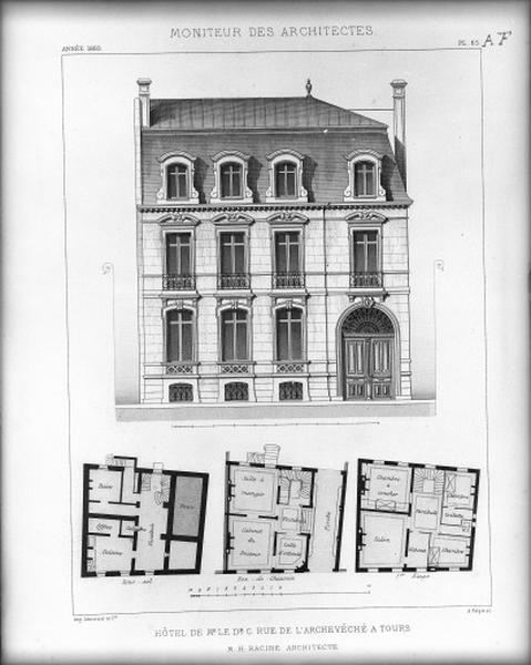 Plan et élévation sur la rue, par Henri Racine