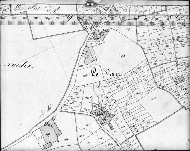 Extrait du plan cadastral ancien, section B1, 1832. Echelle 1/2500e.