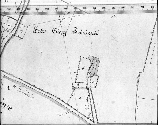 Extrait du plan cadastral ancien, section A1, 1831. Echelle : 1/2500