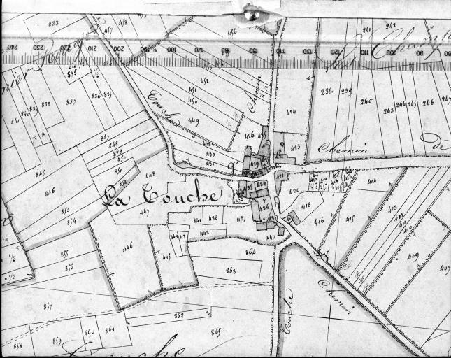 Extrait du plan cadastral ancien, section A2, 1831. Echelle : 1/2500