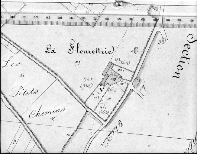 Extrait du plan cadastral napoléonien, section A2, 1831. Echelle : 1/2500