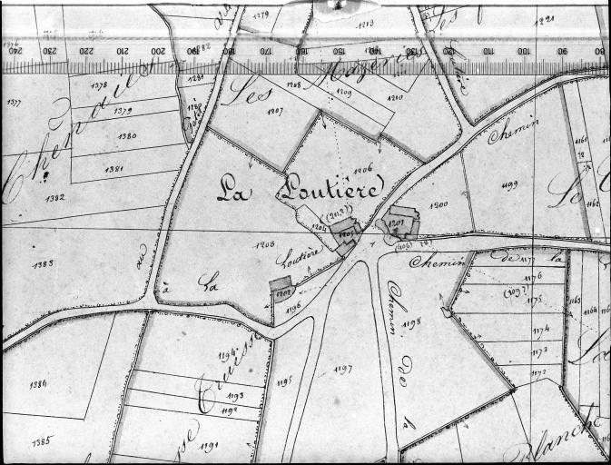 Extrait du plan cadastral napoléonien, section A3, 1831. Echelle : 1/2500