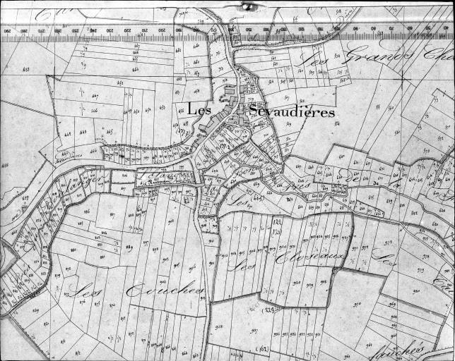 Extrait du plan cadastral napoléonien, section C2, 1831. Echelle : 1/2500