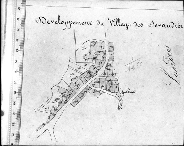 Extrait du plan cadastral napoléonien, section C2, 1831. Echelle : 1/2500