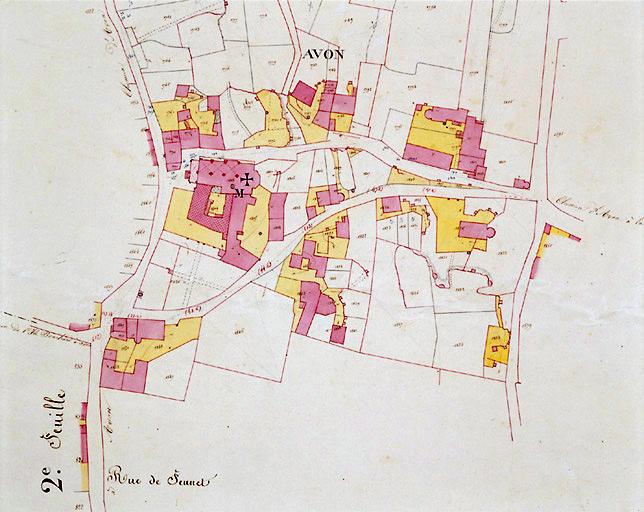 Extrait du plan cadastral ancien, section D, 1832, levée au 1/625e : détail.