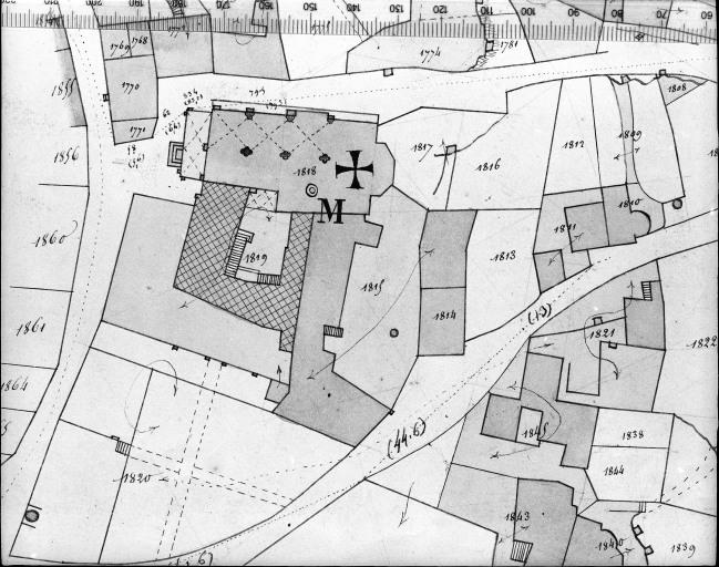 Extrait du plan cadastral ancien, section D, 1831. Echelle : 1/625
