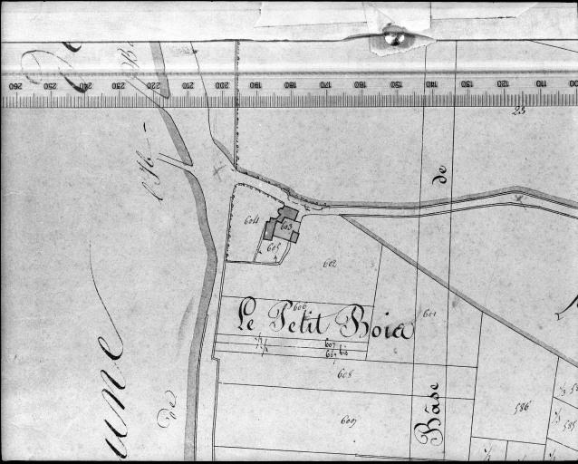 Extrait du plan cadastral napoléonien, section D2, 1831. Echelle : 1/2500