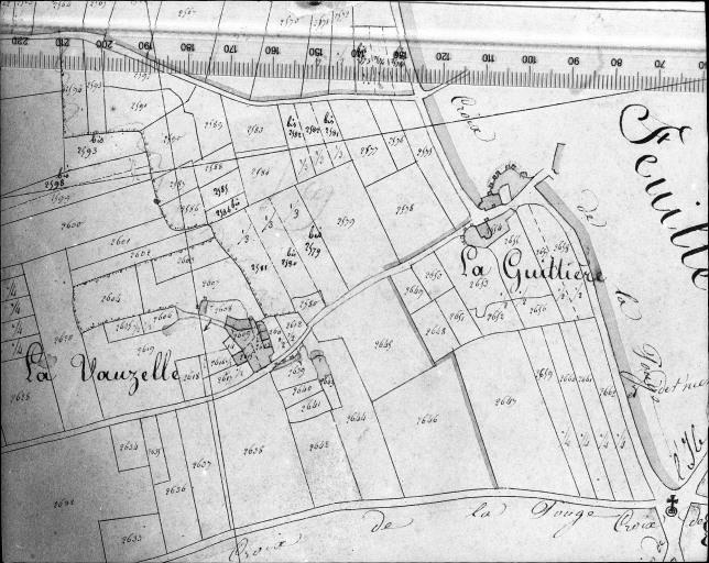 Extrait du plan cadastral napoléonien, section D2, 1831. Echelle : 1/2500