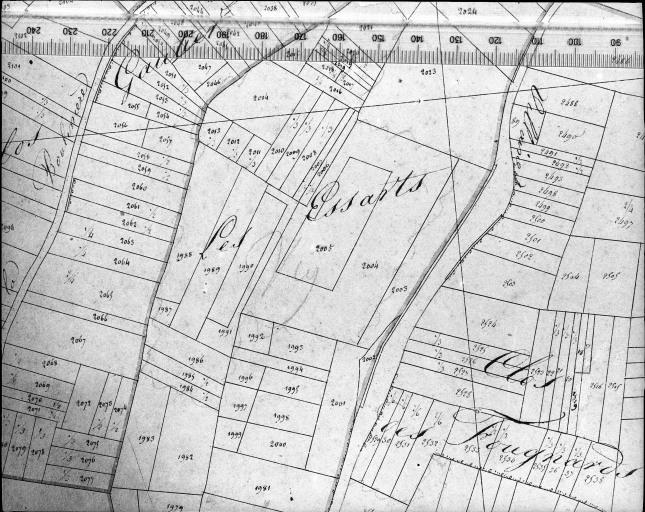 Extrait du plan cadastral napoléonien, section D2, 1831. Echelle : 1/2500