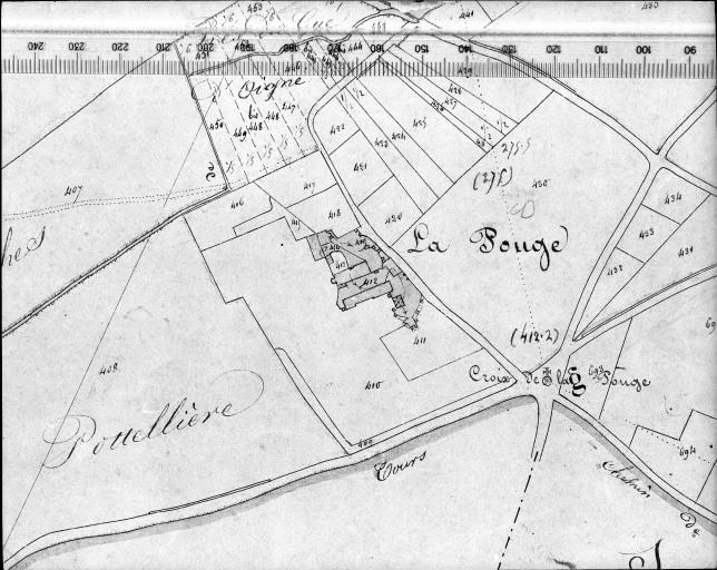 Extrait du plan cadastral napoléonien, section E1, 1831. Echelle : 1/2500