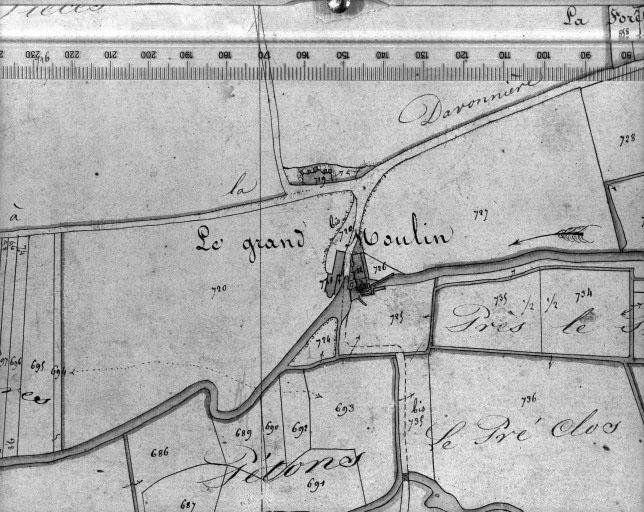 Extrait du plan cadastral ancien, section B2.