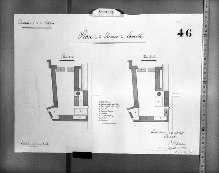 Réserve, plan de la réserve, 1858.