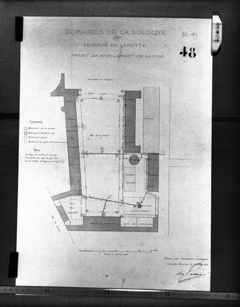 Réserve, projet de nivellement de la cour, 1859.