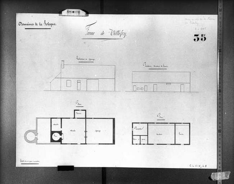 Domaine, plans et élévations de la ferme de Villofry.