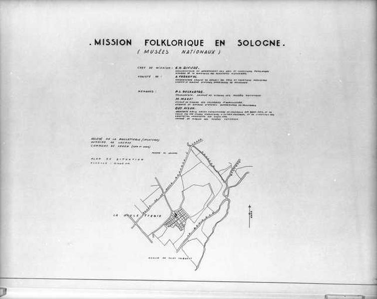 Plan de situation : Mission folklorique de Sologne, 1937.