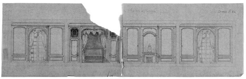 Elévation des boiseries des quatre côtés de la chambre de Madame.