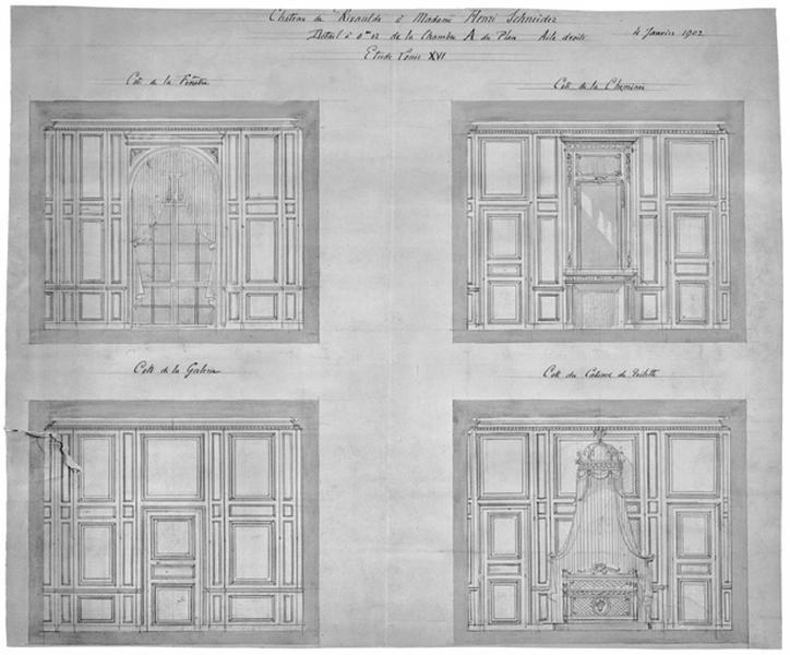 Etude Louis XVI ; chambre A du plan.