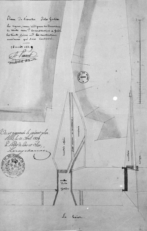 Projet de reconstruction de l'arche de la Galère, 28 mars 1829, par A. Pinault. (archives municipales de Blois, 1 O 28).