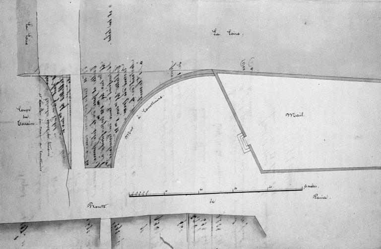 Plan de la jonction entre le port Saint-Jean et le Mail, 1832. (archives municipales de Blois, 1 O 28).