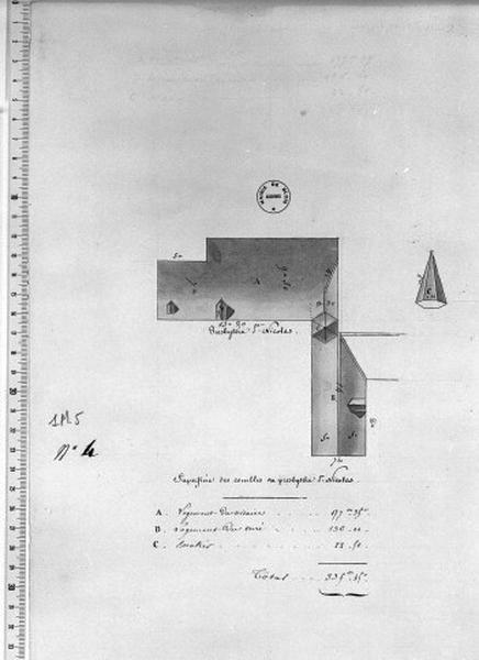 Plan des toitures par A. Pinault, s.d., vers 1830 ; sans échelle.