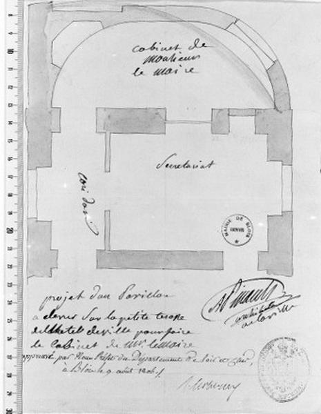 Plan du cabinet du Maire, aménagé dans la tour dite de la Maison de Ville (voir Fortifications).