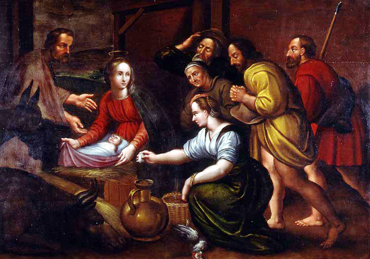 Tableau : l'Adoration des bergers.