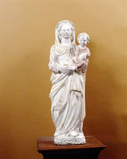 Statue : Vierge à l'Enfant au globe.