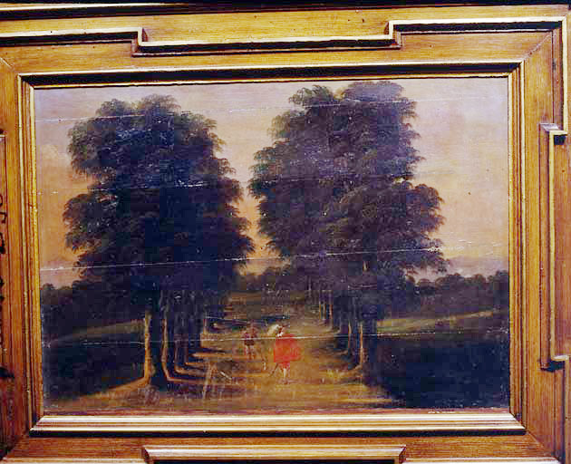 Boiseries provenant du château. Panneau, allée d'arbre.