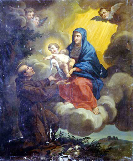 Tableau : Apparition de la Vierge à l'Enfant à Saint-Antoine de Padoue.