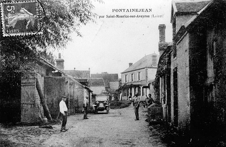 Fontainejean : vue générale du coeur de l'écart vers 1900 (carte postale ancienne).
