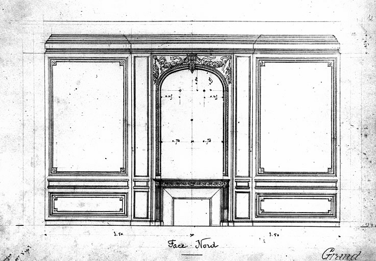 Château. Grand salon du rez de chaussée, face nord.