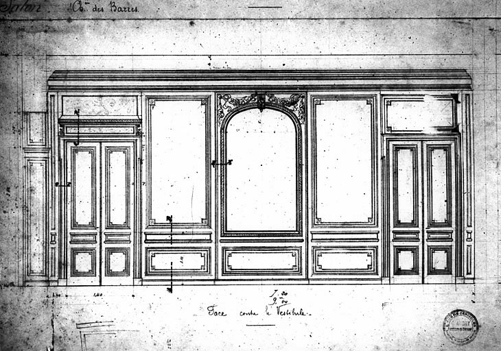 Château. Grand salon du rez de chaussée, face ouest.