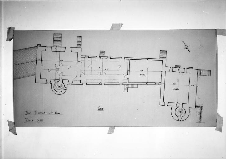 Plan du deuxième étage, au 1/100e, par Philippe Roggy, en 1984.