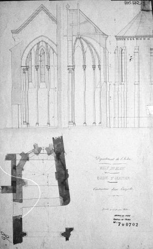 Projet de construction d'une chapelle au nord du choeur : plan au 1/50e n.s. n.d..