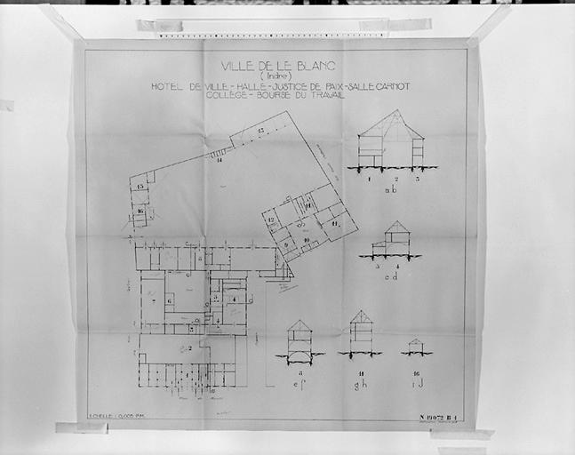 Plan d'ensemble des bâtiments au 1/200e, en décembre 1938.