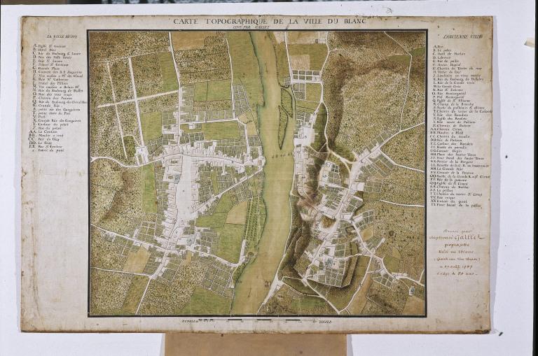Plan de la ville du Blanc levé par Alphonse Gaillet en 1740.