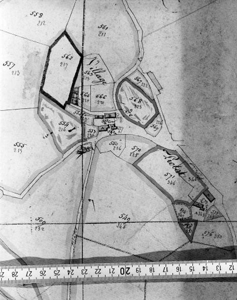 Hameau du Piotet : plan cadastral 1810, sans échelle.
