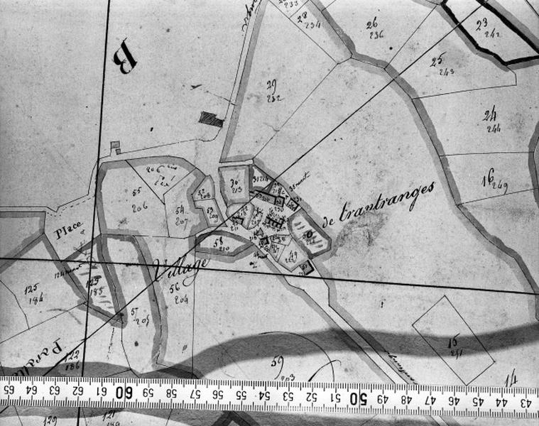 Hameau de Trantranges : plan cadastral 1810, sans échelle.