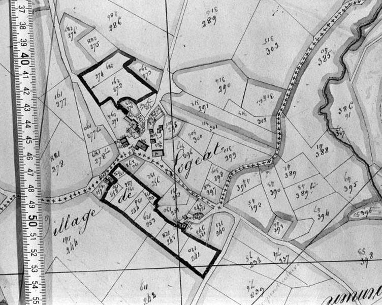 Hameau de Logeat : plan cadastral 1810, sans échelle.