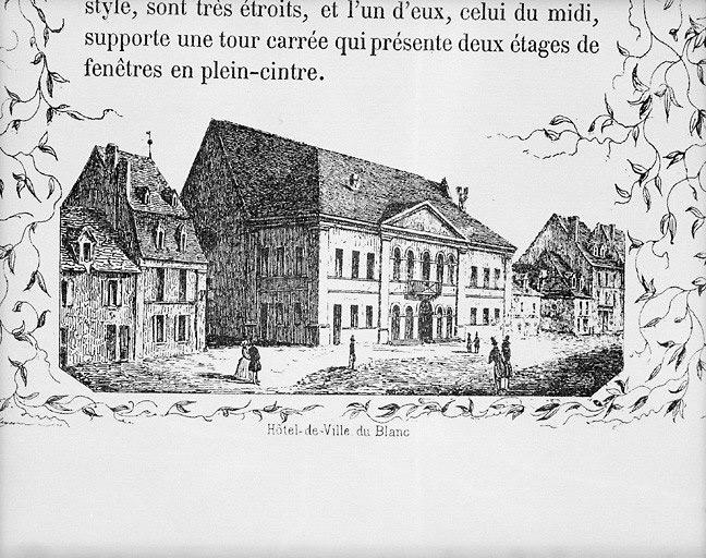 La mairie en 1854, vue depuis le sud-ouest.